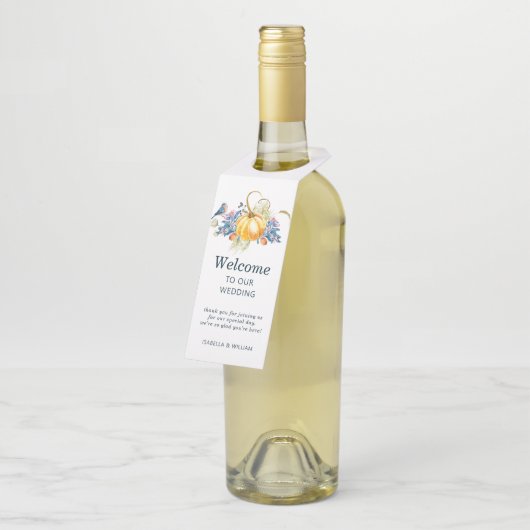 Hochzeit im Herbst Willkommen Flaschenanhänger (Angewinkelt)