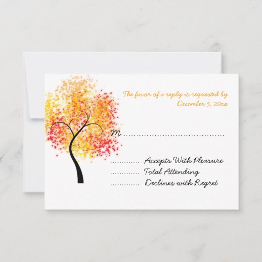 Hochzeit im Herbst Wirbel Tree Wedding RSVP (Vorderseite)