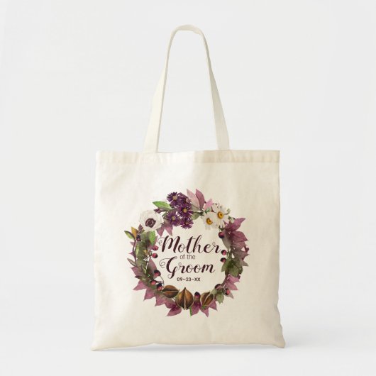 Hochzeit im Herbst Wreath Plum Mutter von Groom ID Tragetasche (Vorne)