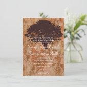 Hochzeit im Herbst zur Herbsteiche Silhouette Einladung (Stehend Vorderseite)