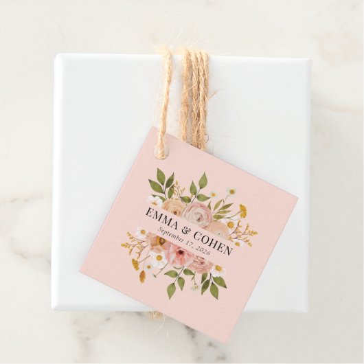 Hochzeit im hübschen Blumengarten Geschenkanhänger (Beispiel)