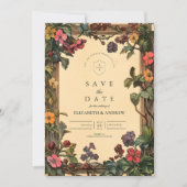 Hochzeit im Jugendstil aus Holz Save The Date (Vorderseite)