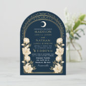 Hochzeit im Jugendstil der Marine Elegant Arch Einladung (Stehend Vorderseite)