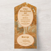 Hochzeit im Jugendstil in Gold All In One Einladung (Innen Boden)