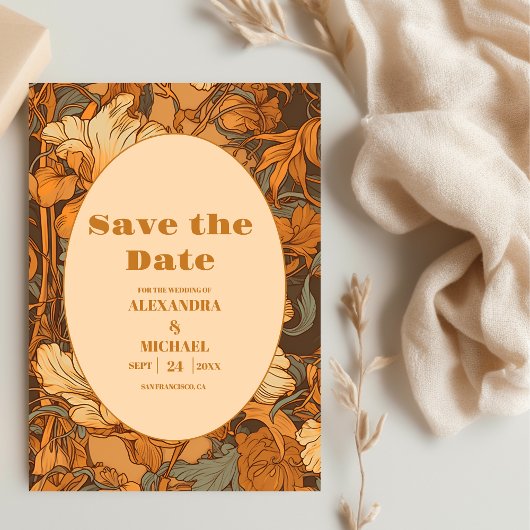 Hochzeit im Jugendstil in Gold Save The Date