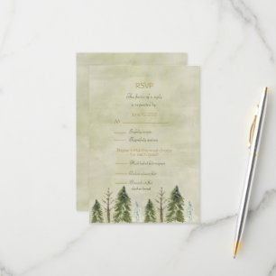 Hochzeit im Kiefernwald: Antwortkarte zur Hochzeit RSVP Karte