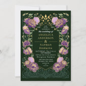 Hochzeit im lila und grünen bezaubernden Blumengar Einladung (Vorderseite)