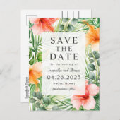 Hochzeit im Paradies Save the Date Ankündigungspostkarte (Vorne/Hinten)