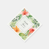 Hochzeit im Paradies Tropischer Hibiskus und Palme Serviette (Ecke)
