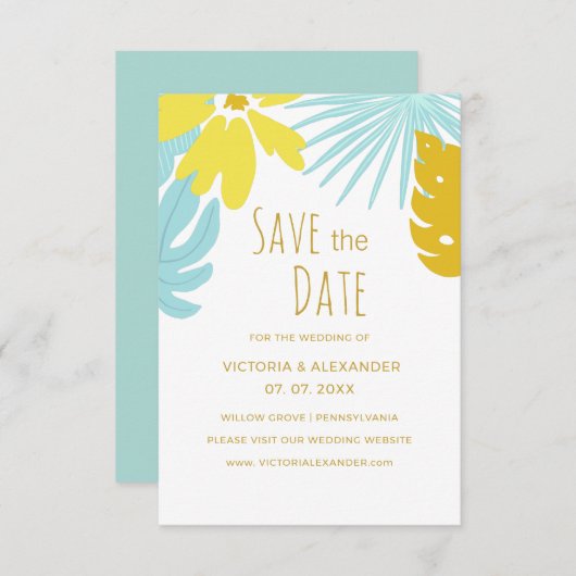 Hochzeit im tropischen Botanischen Grün Einladung (Vorne/Hinten)