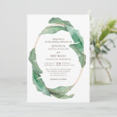 Hochzeit im tropischen Grün. Botanisch wasserfarbe Einladung (Stehend Vorderseite)