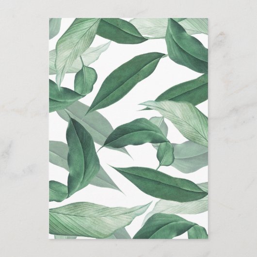 Hochzeit im tropischen Grün. Botanisch wasserfarbe Menükarte (Rückseite)