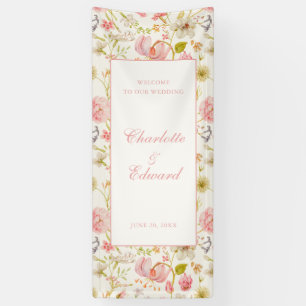 Hochzeit im Vintage-Blumenmuster Banner