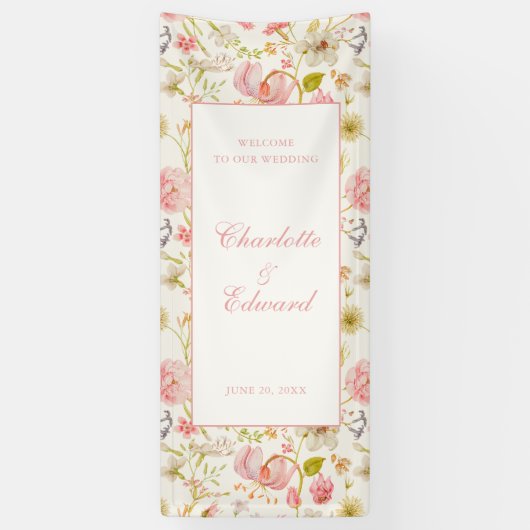Hochzeit im Vintage-Blumenmuster Banner (Vertikal)