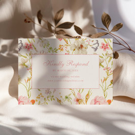 Hochzeit im Vintage-Blumenmuster RSVP Karte