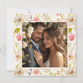 Hochzeit im Vintage-Blumenmuster Save The Date (Rückseite)