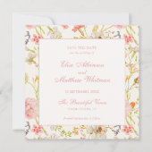 Hochzeit im Vintage-Blumenmuster Save The Date (Vorderseite)