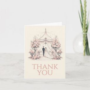 Hochzeit im Vintage-Rosa-Stil Dankeskarte