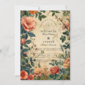 Hochzeit im Vintage-Rosengarten Einladung (Vorderseite)