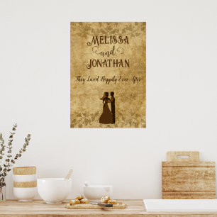 Hochzeit im Vintage-Stil Braut Bräutigam Glücklich Poster