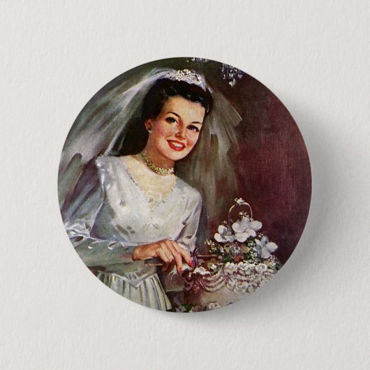 Hochzeit im Vintage-Stil, Braut schneidet die Hoch Button (Vorderseite)