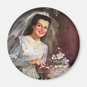 Hochzeit im Vintage-Stil, Braut schneidet die Hoch Magnet
