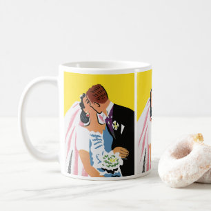 Hochzeit im Vintage-Stil, Braut und Bräutigam als  Kaffeetasse