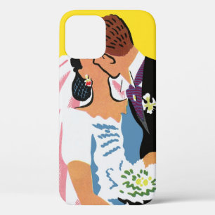 Hochzeit im Vintage-Stil, Braut und Bräutigam küss iPhone 12 Hülle