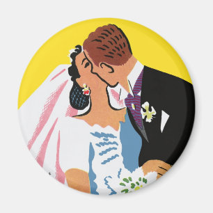 Hochzeit im Vintage-Stil, Braut und Bräutigam küss Magnet
