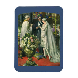 Hochzeit im Vintage-Stil, Braut und Bräutigam mit  Magnet