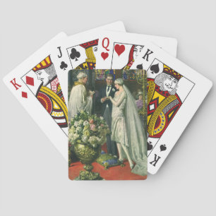 Hochzeit im Vintage-Stil, Braut und Bräutigam mit  Spielkarten