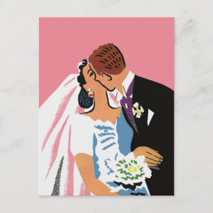 Hochzeit im Vintage-Stil, Braut und Bräutigam Save Postkarte