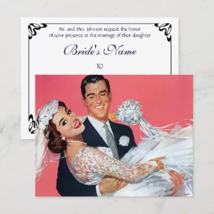 Hochzeit im Vintage-Stil, Glückliche Frischvermähl Einladung