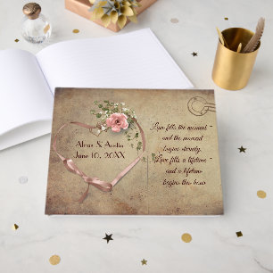 Hochzeit im Vintage-Stil Herz und Rosen Gästebuch