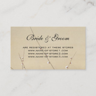 Hochzeit im Vintage-Stil, japanische Eule und Pfla Begleitkarte