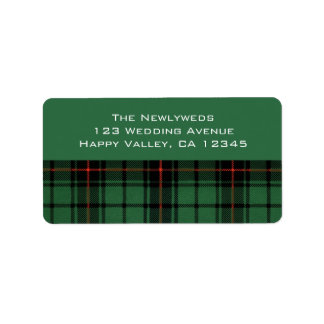 Hochzeit im Vintage-Stil, moderner Tartan-Davidson Adressaufkleber