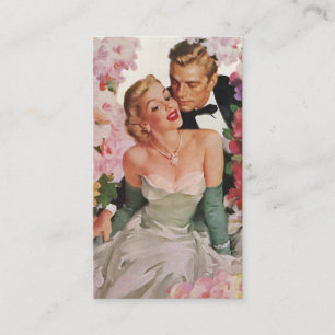 Hochzeit im Vintage-Stil, Retro-Braut und Bräutiga Begleitkarte