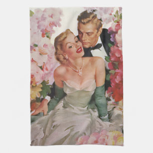 Hochzeit im Vintage-Stil, Retro-Braut und Bräutiga Küchentuch