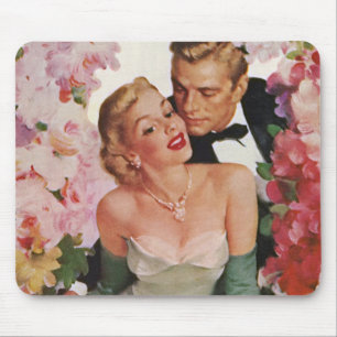 Hochzeit im Vintage-Stil, Retro-Braut und Bräutiga Mousepad