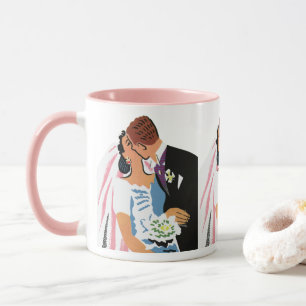 Hochzeit im Vintage-Stil, Retro-Braut und Bräutiga Tasse