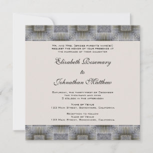Hochzeit im Vintage-Stil, Retro-graue Quadrate und Einladung
