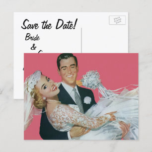 Hochzeit im Vintage-Stil - Rettet das Datum! Glück Ankündigungspostkarte