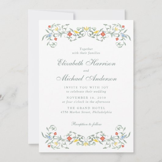 Hochzeit im Vintagen Garten Einladung (Vorderseite)