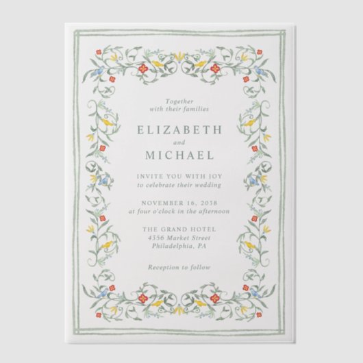 Hochzeit im Vintagen Garten Pergament Einladungen (Vorderseite)