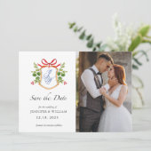 Hochzeit im Wasserbad mit Monogramm Feiertagskarte (Stehend Vorderseite)