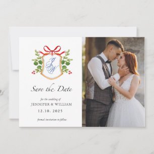 Hochzeit im Wasserbad mit Monogramm Feiertagskarte