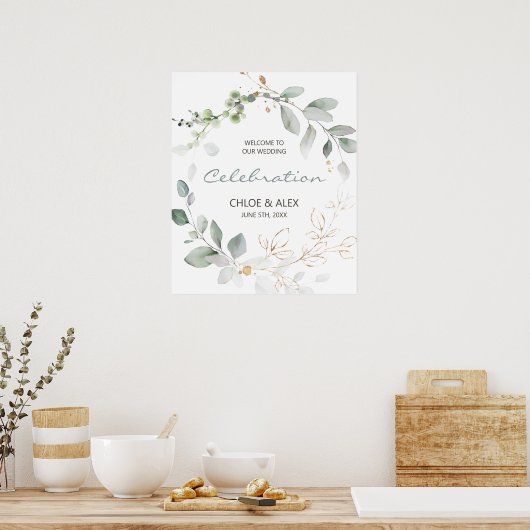 Hochzeit im Wasserfarbengarten Poster (Küche)