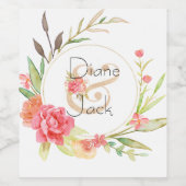 Hochzeit im Wasserfarbengarten Weinetikett (Einzelnes Label)