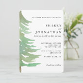 Hochzeit im Wasserfarbenwald Einladung (Stehend Vorderseite)