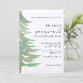 Hochzeit im Wasserfarbenwald Einladung (Stehend Vorderseite)
